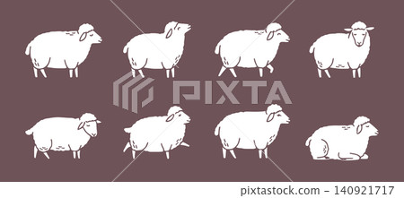 Simple sheep silhouette illustrations, a stylish and cute hand-drawn set for the Year of the Sheep. Simple sheep silhouette illustrations, a stylish and cute hand-drawn set for the Year of the Sheep. 140921717