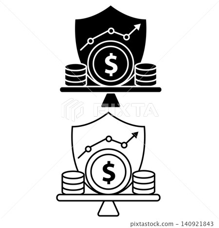 Monetary Stability icon. Financial stability and protection sign. flat style. Monetary Stability icon. Financial stability and protection sign. flat style. 140921843