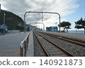 Scenery at Jeongdongjin Station on the Yeongdong Line of the Korean Railways. 140921873