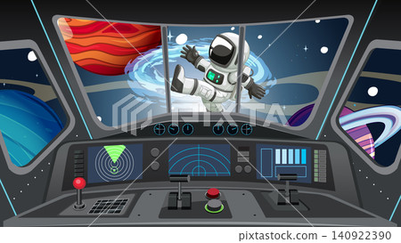 Vector Illustration of Astronaut Floating Outside Spaceship Cockpit Window Vector Illustration of Astronaut Floating Outside Spaceship Cockpit Window 140922390