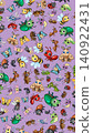 Seamless Vector Pattern of Cute Cartoon Insects on Purple Background 140922431