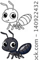 Cute Cartoon Ant Character in Color and Line Art Outline 140922432