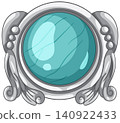 Ornate Silver Frame with Blue Glass Center 140922433