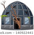 Abandoned Glass Dome Building Overtaken by Dead Tree 140922441