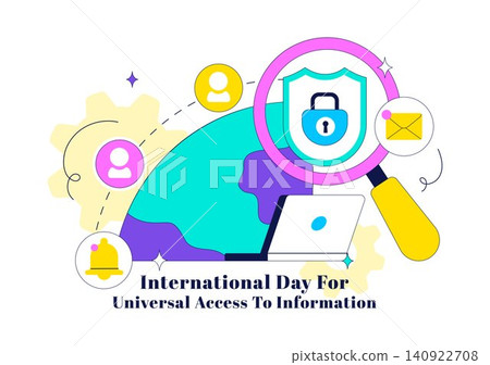 International Day for Universal Access to Information Illustration with Digital Inclusion, Information Accessibility, Data Security, and Open Access 140922708