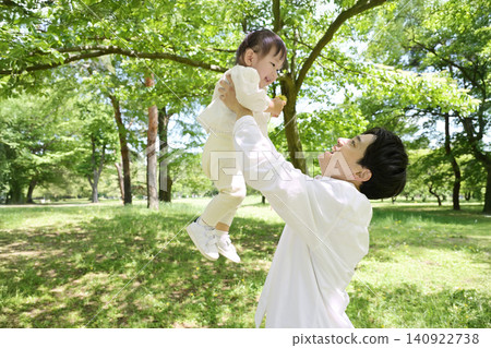 A young father holding his beloved daughter in his arms. A young father holding his beloved daughter in his arms. 140922738