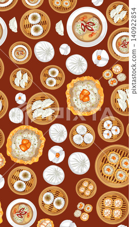 Top View Vector Illustration of Assorted Chinese Dim Sum Dishes Top View Vector Illustration of Assorted Chinese Dim Sum Dishes 140922854