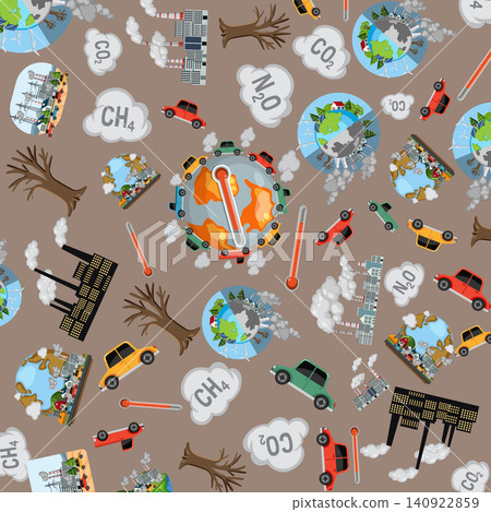 Climate Change Vector Pattern with Industrial Pollution and Global Warming Icons Climate Change Vector Pattern with Industrial Pollution and Global Warming Icons 140922859