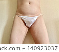 A man with metabolic syndrome in his underwear, front view, white. 140923037
