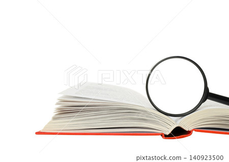 Book examined with a magnifying glass, isolated on white, PNG Book examined with a magnifying glass, isolated on white, PNG 140923500