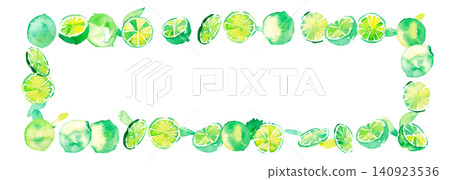 Watercolor-style lime frame set: Summer background material collection Watercolor-style lime frame set: Summer background material collection 140923536