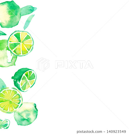 Watercolor-style lime frame set: Summer background material collection Watercolor-style lime frame set: Summer background material collection 140923549