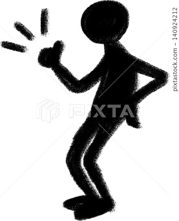 Hand-painted human silhouette pictogram, full body, thumbs-up pose 2 Hand-painted human silhouette pictogram, full body, thumbs-up pose 2 140924212