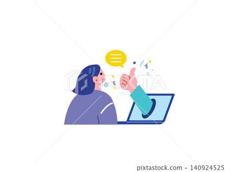 Illustration of a woman working remotely Illustration of a woman working remotely 140924525