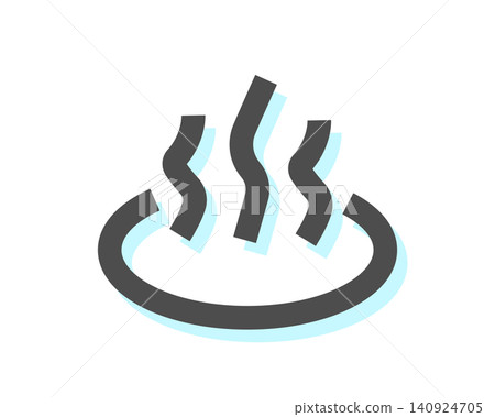 Icon illustration material of a hot spring symbol with a light blue shadow. Icon illustration material of a hot spring symbol with a light blue shadow. 140924705