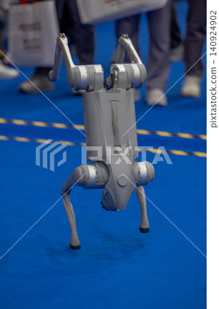 Futuristic quadruped robotic dog with smart sensors and optical camera, Concept for artificial intelligence development, automation, future technology, and innovative robotics. Futuristic quadruped robotic dog with smart sensors and optical camera, Concept for artificial intelligence development, automation, future technology, and innovative robotics. 140924902