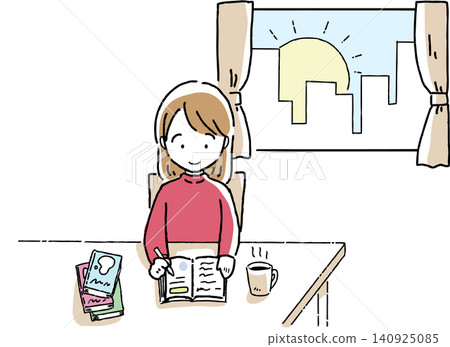 Morning activity: A woman journaling Morning activity: A woman journaling 140925085