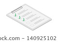 An illustration of a checklist clipped to an isometric clipboard. 140925102