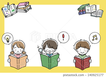 Children enjoying reading (frame) Children enjoying reading (frame) 140925177
