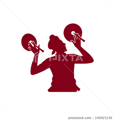Traditional folk musician playing cymbals silhouette Traditional folk musician playing cymbals silhouette 140925236