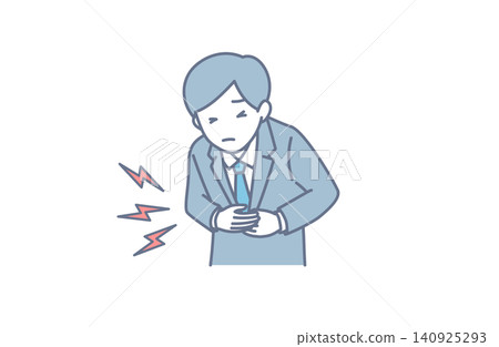 上班族因壓力過大而抱怨胃痛和腹痛。 上班族因壓力過大而抱怨胃痛和腹痛。 140925293