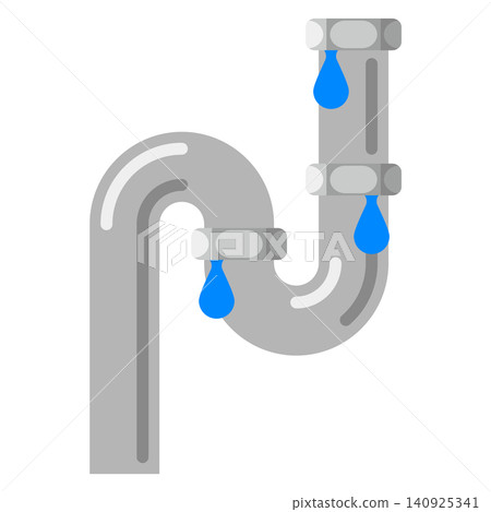 An illustration of a water leak/flood problem occurring at a joint in a drainpipe. An illustration of a water leak/flood problem occurring at a joint in a drainpipe. 140925341