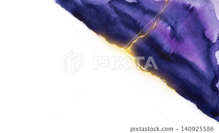 A Japanese paper background with indigo and purple watercolors, diagonally divided by lines created using the kintsugi technique. A Japanese paper background with indigo and purple watercolors, diagonally divided by lines created using the kintsugi technique. 140925586
