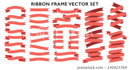 Usable red ribbon frame illustration set vector parts Usable red ribbon frame illustration set vector parts 140925769