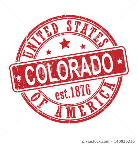 Colorado. Stamp with the name of the country and state. Imprint for the design of tourist albums or brochures. Sticker or badge for a gift certificate or a commemorative diploma Colorado. Stamp with the name of the country and state. Imprint for the design of tourist albums or brochures. Sticker or badge for a gift certificate or a commemorative diploma 140926236