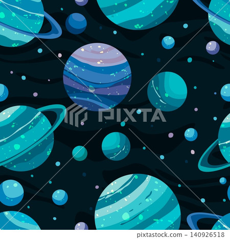 Space seamless pattern background. Planets, stars, asteroids in outer space Space seamless pattern background. Planets, stars, asteroids in outer space 140926518