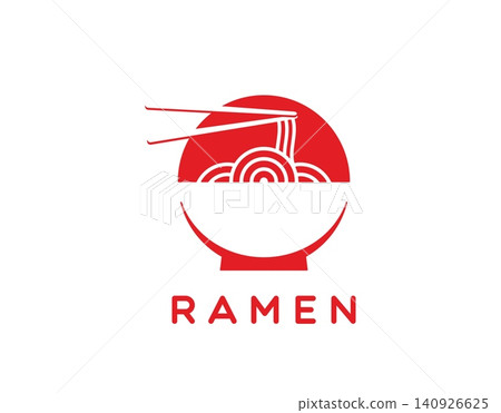 Ramen bowl and chopsticks icon for Asian noodles bar or Japanese, Chinese and Korean cuisine sign. Ramen bowl with noodles on chopsticks in red circle silhouette for Asian restaurant or fast food bar Ramen bowl and chopsticks icon for Asian noodles bar or Japanese, Chinese and Korean cuisine sign. Ramen bowl with noodles on chopsticks in red circle silhouette for Asian restaurant or fast food bar 140926625