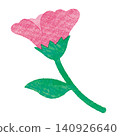 A simple and cute illustration of a single pink flower in a watercolor and colored pencil style. 140926640