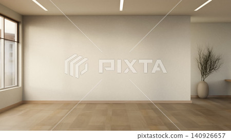 Minimal empty office interior with blank wall and natural sunlight Minimal empty office interior with blank wall and natural sunlight 140926657