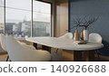 Modern meeting table with decorative vase in office interior 140926688