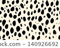 Seamless Dalmatian fur pattern featuring irregular dense black spots on white 140926692
