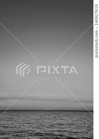 Serene Ocean Horizon at Dusk in Monochrome Tranquility and Infinity Concept for Wall Art Serene Ocean Horizon at Dusk in Monochrome Tranquility and Infinity Concept for Wall Art 140927619