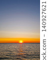 Serene Sunset Over Ocean Horizon - Tranquil Evening Scene for Nature Relaxation 140927621