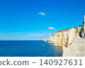 Majestic Coastal Cliffs Under Clear Blue Skies for Nature and Travel Photography 140927631