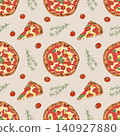 Pizza Pattern. Cherry Tomatoes Rosemary Cream Background 140927880
