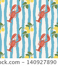 Amalfi Coastal Lemon Seafood Seamless Pattern Design 140927890