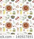 Amalfi Mediterranean Food Seamless White Pattern 140927891