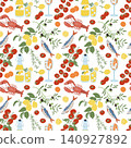 Amalfi Mediterranean Seafood and Citrus Pattern 140927892