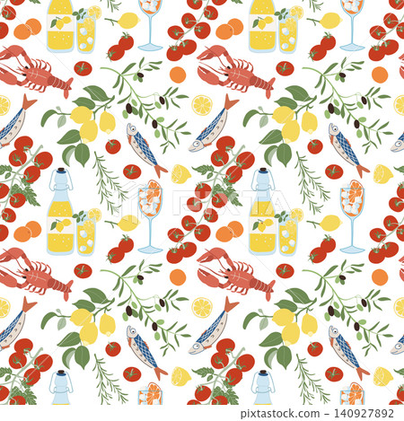 Amalfi Mediterranean Seafood and Citrus Pattern Amalfi Mediterranean Seafood and Citrus Pattern 140927892