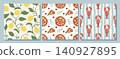 Modern Pattern Set. Lemons Pizza Lobsters 140927895