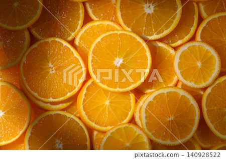 Bright and vibrant orange slices arranged beautifully for a refreshing culinary experience Bright and vibrant orange slices arranged beautifully for a refreshing culinary experience 140928522
