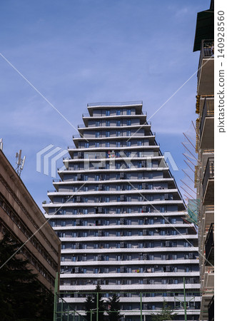 Residential complex Piramida in Saburtalo district of Tbilisi with pyramid-shaped stepped architecture Residential complex Piramida in Saburtalo district of Tbilisi with pyramid-shaped stepped architecture 140928560