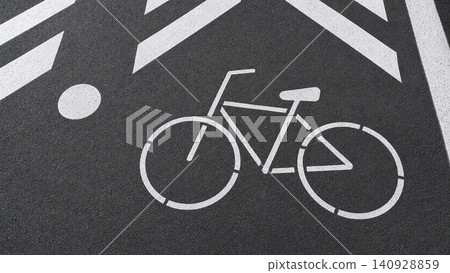 City bike path, Markings on the paved bike path City bike path, Markings on the paved bike path 140928859