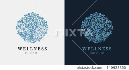 Luxury vector nature logo with elegant floral leaves, circle mandala ornament, organic elements. Tea, spa, beauty, perfume, restaurant, hotel, cosmetic, wellness, and premium branding. Luxury vector nature logo with elegant floral leaves, circle mandala ornament, organic elements. Tea, spa, beauty, perfume, restaurant, hotel, cosmetic, wellness, and premium branding. 140928860