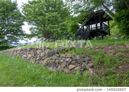 Stone walls remaining at Fujimi Castle ruins Stone walls remaining at Fujimi Castle ruins 140928987