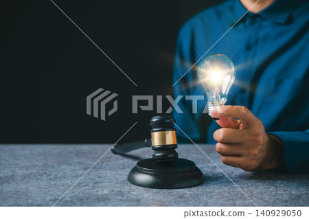 Protect legal concept of patent intellectual property light bulb idea, hand holding glowing lamp near judge gavel for business protection, law innovation and creative justice work Protect legal concept of patent intellectual property light bulb idea, hand holding glowing lamp near judge gavel for business protection, law innovation and creative justice work 140929050